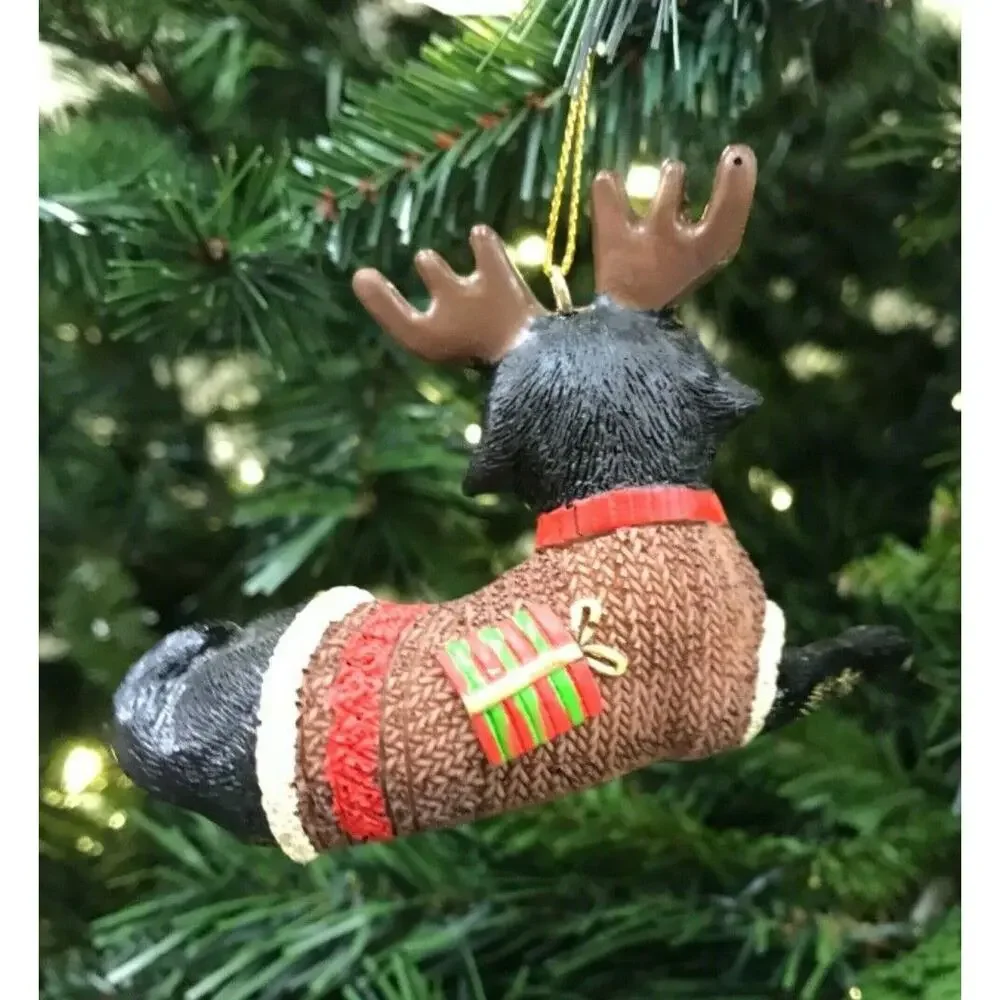 Black Labrador Dog Christmas Sweater Antlers‎ Christmas Tree Ornament-NWT - Picture 3 of 5
